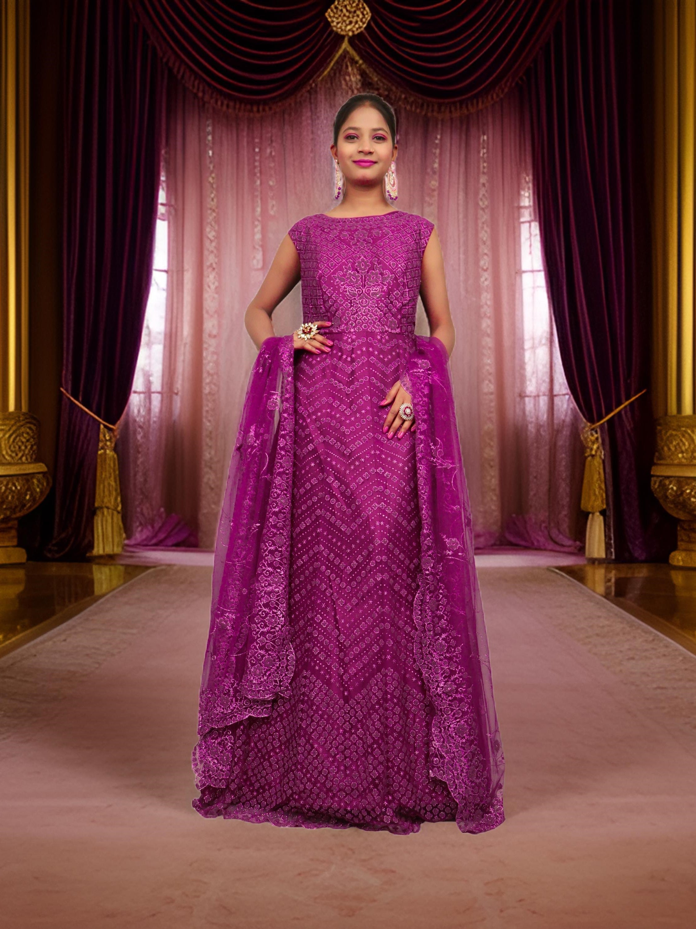 Gown with Glitter & Shimmery effect for Women by Shreekama