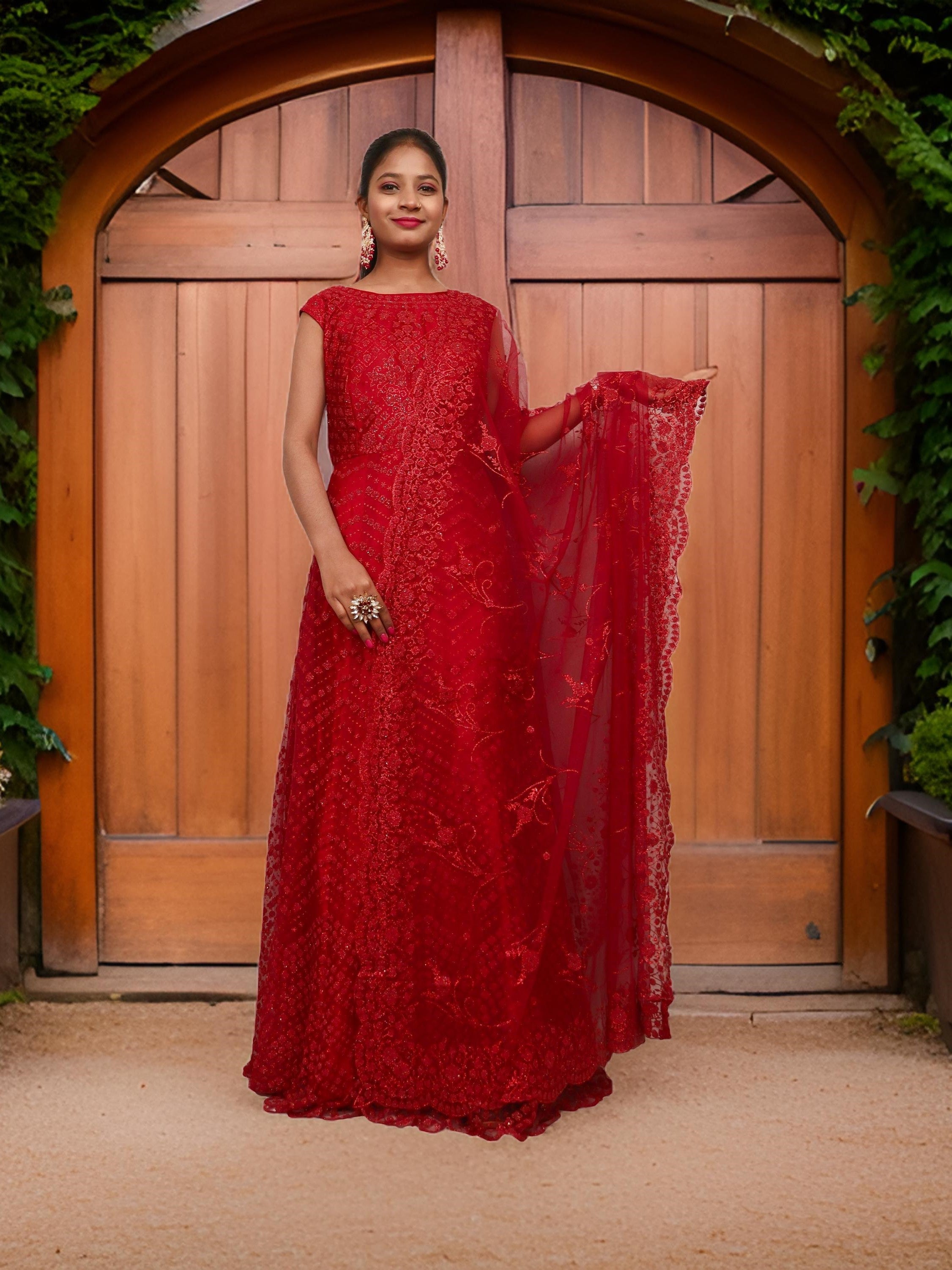 Gown with Glitter & Shimmery effect for Women by Shreekama
