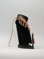 Red Meenakari Kundan & Pearl Necklace Set with Earrings & Mang Tikka.